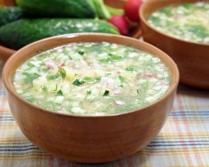 Окрошка с колбасой