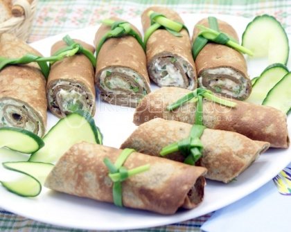 Рулетики из печени с начинкой